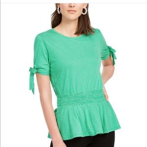 Maison Jules peplum Tie- Sleeves Top